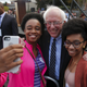 Bernie and two supporters outside the Columbia Democratic Party headquarters.